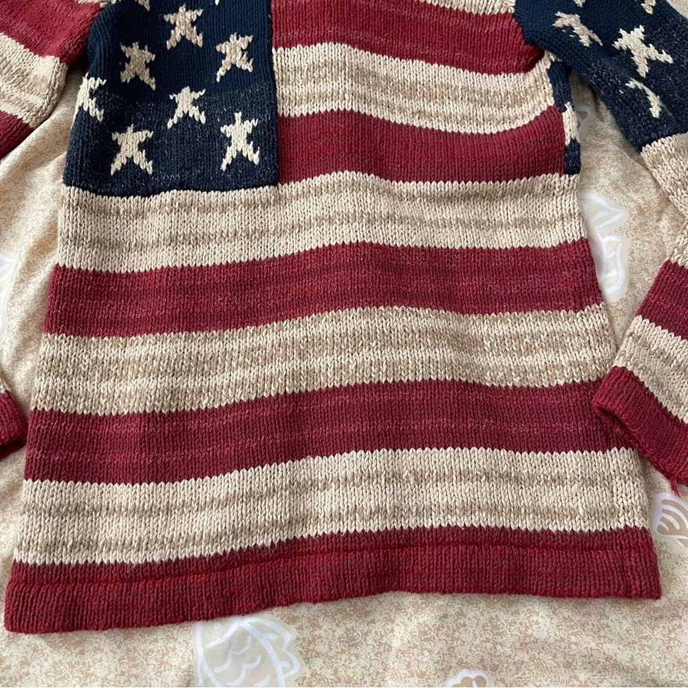 Women’s Polo Ralph Lauren American Flag Chunky Knit Cardigan Sweater Size SP - Picture 6 of 14